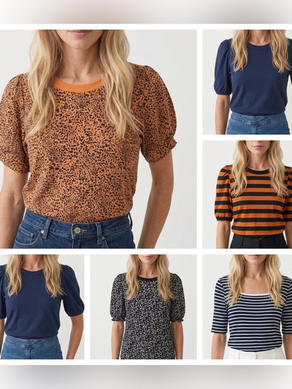 AMAZON ESSENTIALS | Lot of 6 Short Sleeve Tops Solid & Print Women’s Size Large